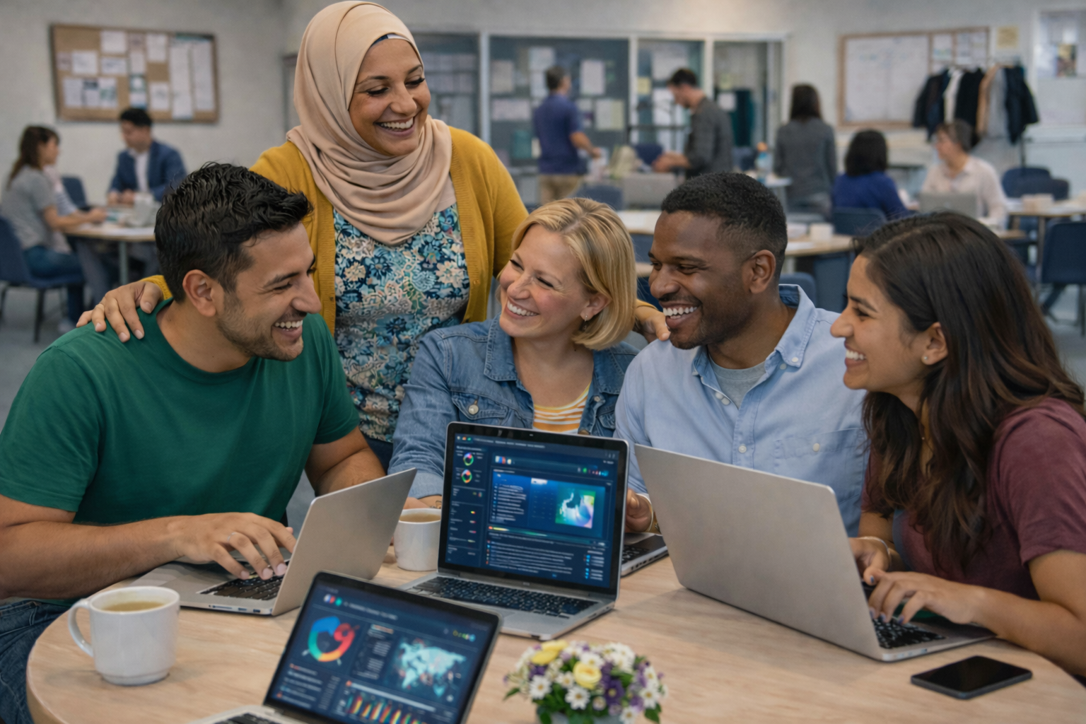 Participants working together